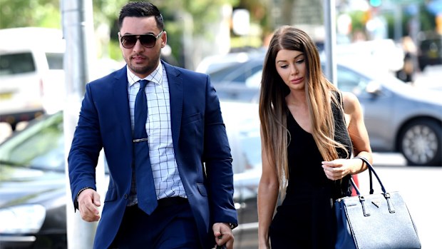 Salim Mehajer and his wife Aysha outside Bankstown Local Court this morning. (AAP)