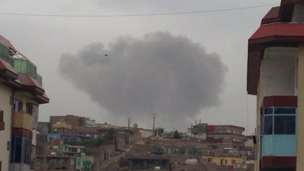 Smoke rises over Kabul after the explosion. (Twitter/rgsarwan)