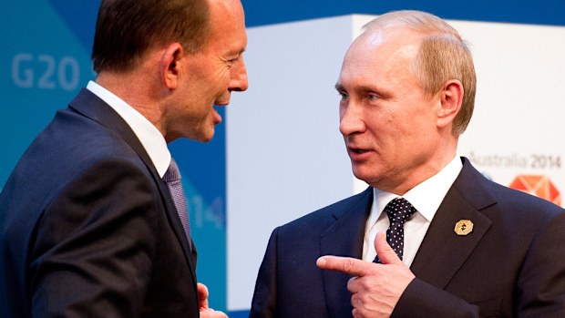 Tony Abbott and Vladimir Putin. (AAP)