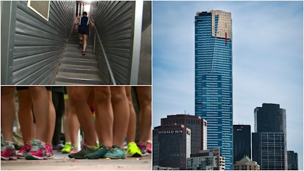 Sky-high sprint: Hundreds of runners have participated in Melbourne's Eureka Tower Stair Climb. (9NEWS/AAP)