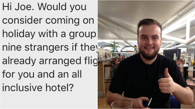 Joe McGrath, from Manchester, was randomly contacted on Facebook. (Twitter via @joemcgrath)