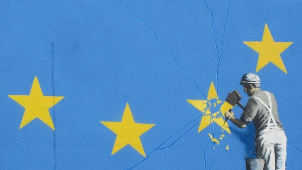Graffiti artist Banksy has unveiled a new artwork believed to be a political statement against Brexit. (Instagram)