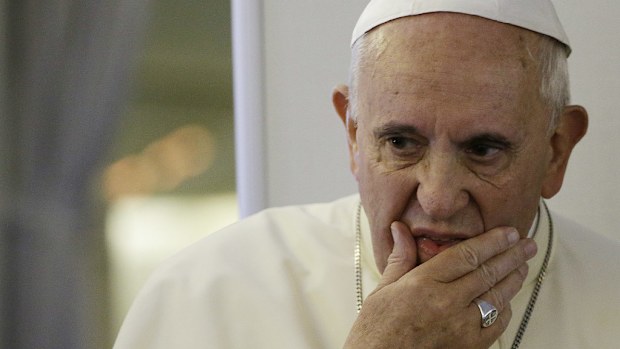 Pope Francis on Monday endorsed the use of force to stop Islamic militants from attacking religious minorities in Iraq. (AP Photo/Gregorio Borgia)