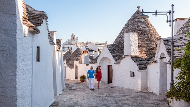 Man and woman exploring Europe