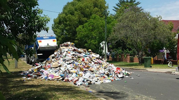 The massive mountain of rubbish dumped in Budgeree Road, Toongabbie. (Supplied)
