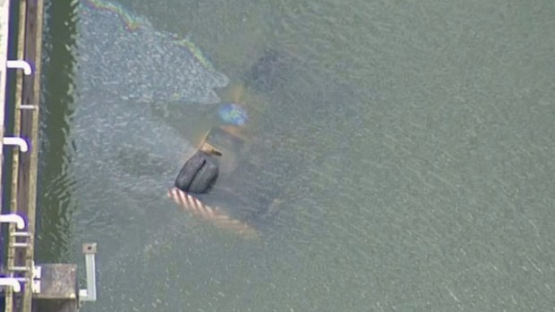 The truck went off the bridge around 6am. (9NEWS)