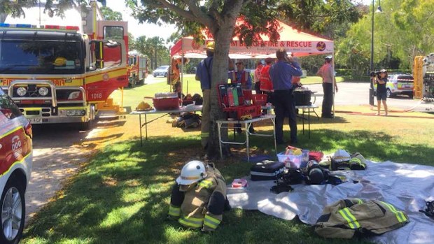 Fire crews at the scene  of a chemist robbery in Twin Waters on the Sunshine Coast. (Corrine May/WIN Sunshine Coast)