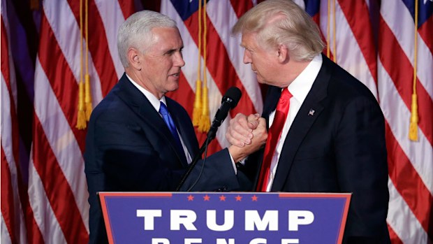 US President-elect Donald Trump and Vice President-elect Mike Pence. (AAP)
