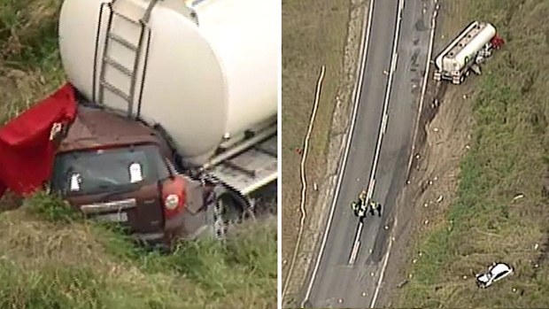 The scene of the horror crash in Wodonga. (9NEWS)