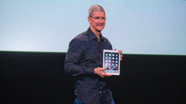 Apple CEO Tim Cook announces the new iPads in Cupertino, California. (AAP)