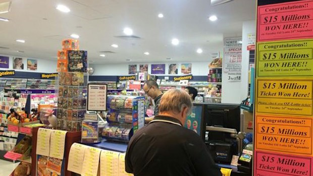 The Mawson Lakes Newsagency was abuzz this morning before the prize money was claimed. (Harvey Biggs, 9NEWS)