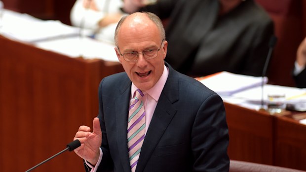 Federal Senator Eric Abetz has hit back at claims he made anti-gay marriage comments at yesterday's meeting about a vote on marriage equality. (AAP)