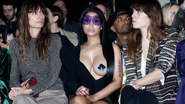 Nicki Minaj front row at Haider Ackermann at Paris Fashion Week. Image: Getty
