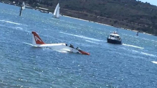 The pilot ejected shortly before the aircraft crashed into San Diego Bay. (FOX5 News San Diego)