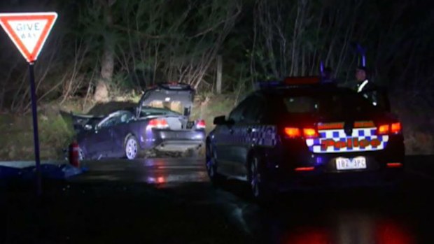 The car rolled down an embankment on Sunnybank Road in Langwarrin. (9NEWS)