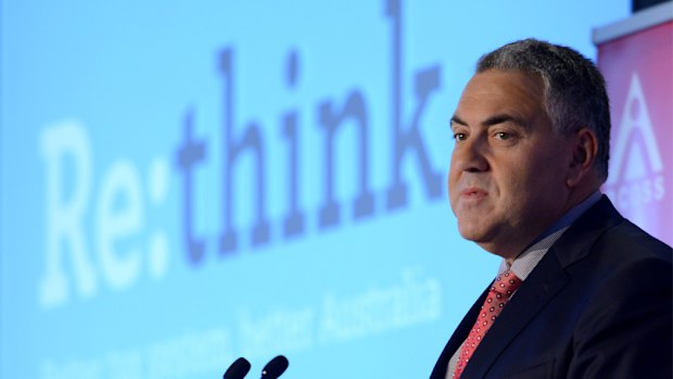 Treasurer Joe Hockey speaks at the ACOSS breakfast about his new Re:think discussion paper in Melbourne. (AAP)