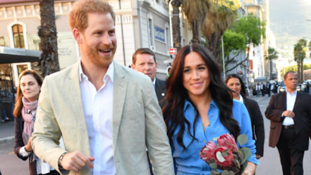 Prince Harry and Meghan Markle talk about their son Archie's trip to South Africa.