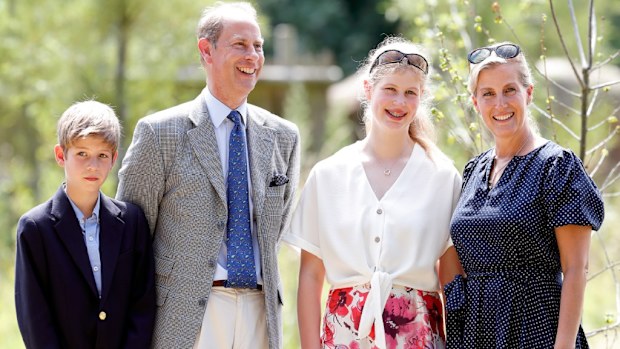 Prince Edward and his wife Sophie with their children Louise and James. 