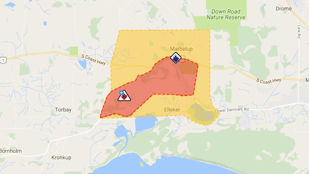 The bushfire warning area. (DFES)