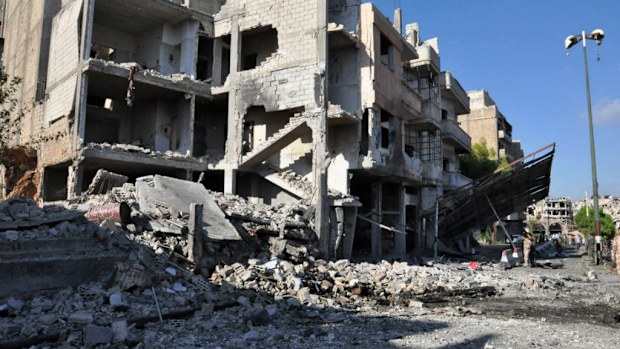 Damage from the blasts in Homs. (AAP)