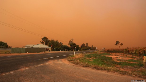 The dust storm has swept through Mildura in Victoria's far northwest. (Supplied, Steven Bloomfield)