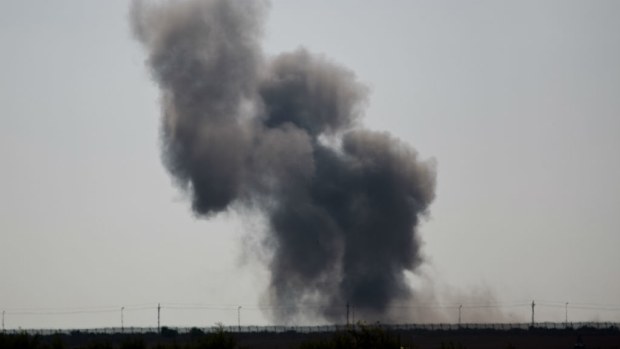 An explosion during clashes in Egypt. (AAP)