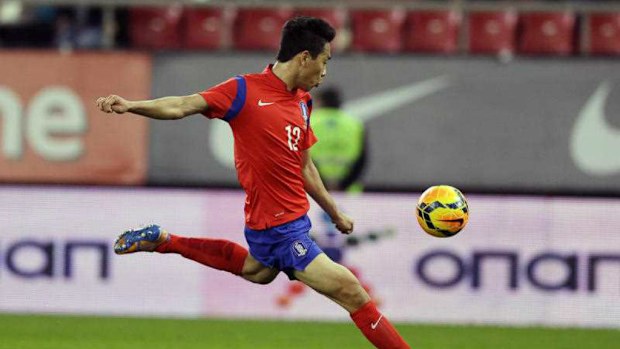 South Korea's Park Chu-young scores the opening goal against Greece in the last friendly before the Asian Cup. (AP)