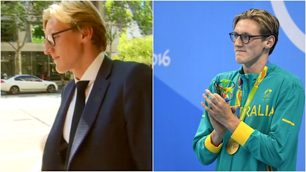 Olympic gold medallist Mack Horton has appeared in a Melbourne Court after running a red light last year. (9NEWS/AAP)