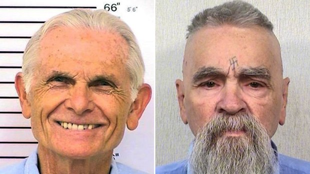 Bruce Davis (left), and Charles Manson (right). (AAP)