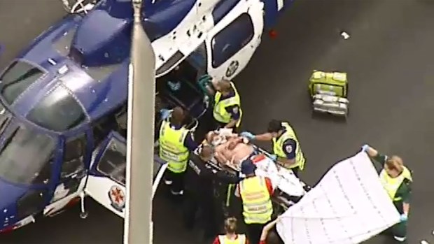 The driver has been assessed by paramedics and is being taken to hospital by helicopter. (9NEWS)