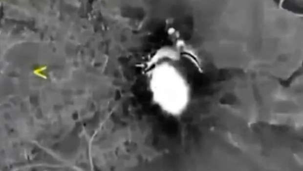 A strike carried out by Russian warplanes in the Syrian territories.