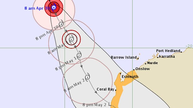 Cyclone Quang is expected to ease to a tropical low before reaching land. (Bureau of Meteorology)