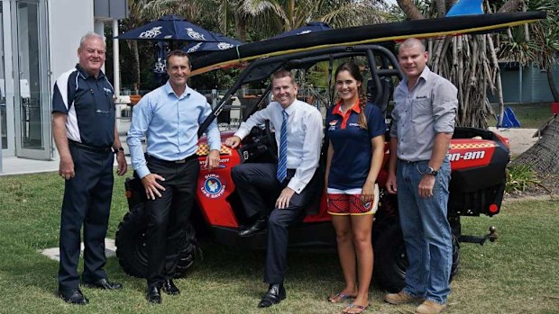 Attorney-General Jarrod Bleijie on the campaign trail at Kawana Surf Life Saving Club. (Twitter)