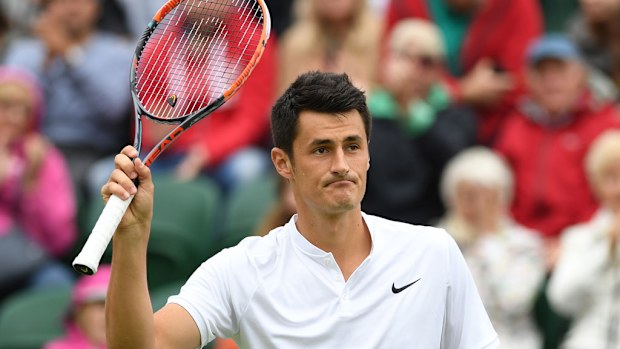 Tomic celebrates his win (Getty)