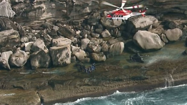 The Ambulance Service of New South Wales helicopter has responded to reports of a fisherman swept off rocks in Curl Curl. (Supplied)