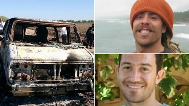 The burnt-out van Dean Lucas and Adam Coleman reportedly drove through Mexico. (Facebook)