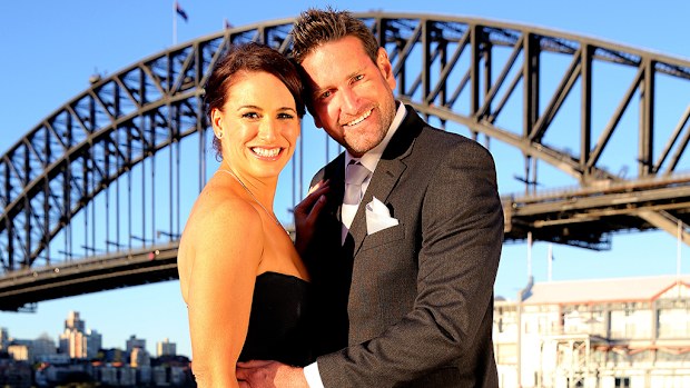 Clare and Lachlan on their wedding day.
