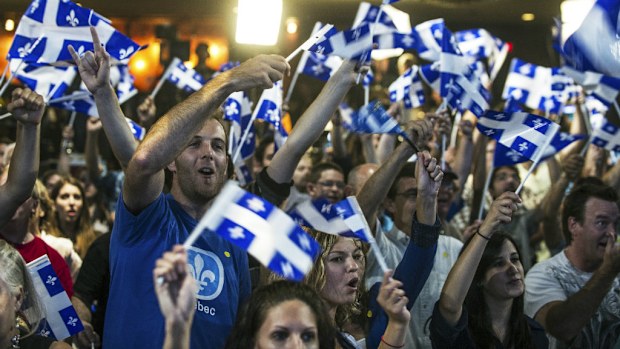 Supporters of the Parti Quebecois are in favour of Quebec's independence. (Getty)