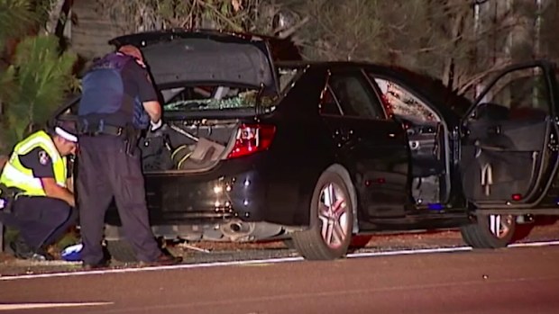 Police at the scene of the Kippa Ring crash. (9NEWS)