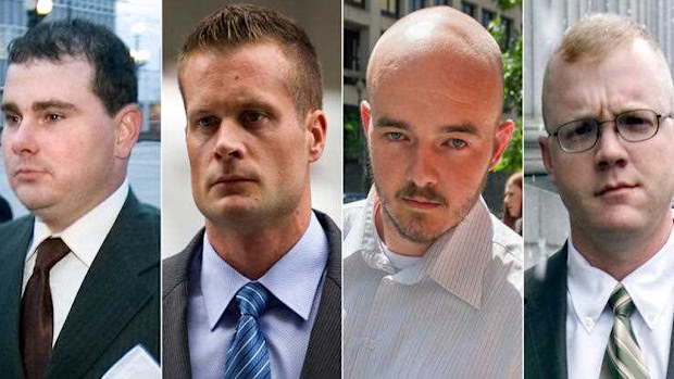 Blackwater guards, from left, Dustin Heard, Evan Liberty, Nicholas Slatten and Paul Slough. (AP)