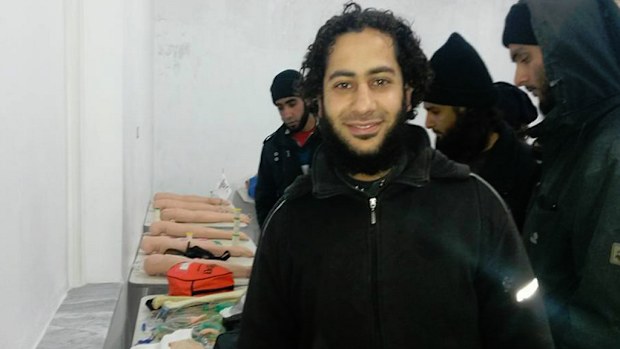 Shareef Alnimer, 27, pictured with medical supplies. (Facebook)