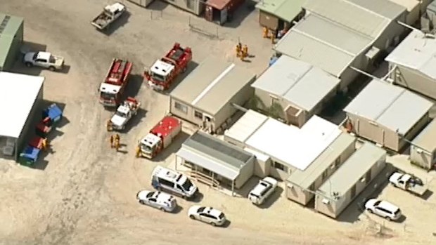 Emergency crews at the scene of the mine fire. (9NEWS)