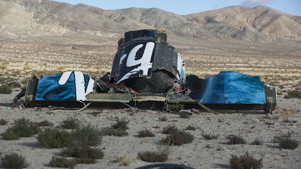 Wreckage from the Virgin spaceship in California's Mojave Desert. (AAP)