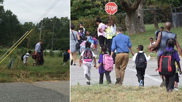 A photo of Carl Schneider (left) went viral when a Memphis woman shared it on Facebook, praising him for his kindness. (Facebook)