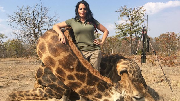 Sabrina Corgatelli uploaded this photo with a giraffe she had killed. (Facebook)
