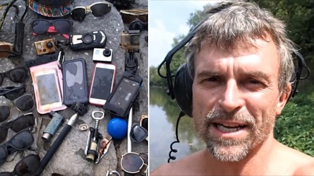 Mr Ouimette and one of his treasure hoards. (YouTube/Aquachigger)