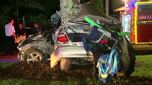 A man died after his car crashed into a tree in Hope Island. (9NEWS)