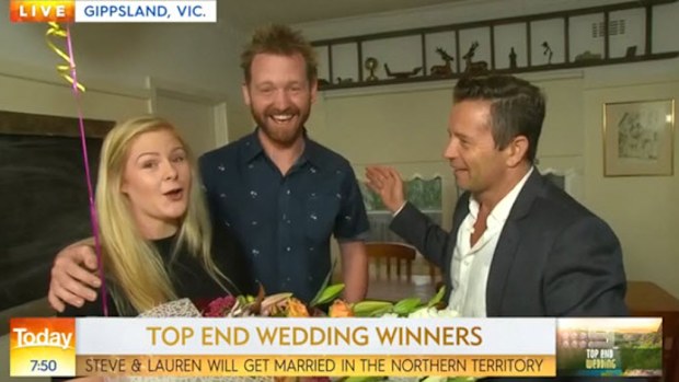 Couple shocked after winning wedding on Today 