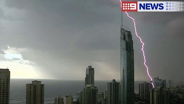 Two adults and two children were injured by a lightning strike on the Gold Coast. (9NEWS)