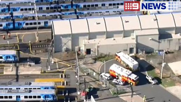 A teenage girl and young boy have fallen ill during an incident on a Melbourne train where Hazmat was called in. (9NEWS)